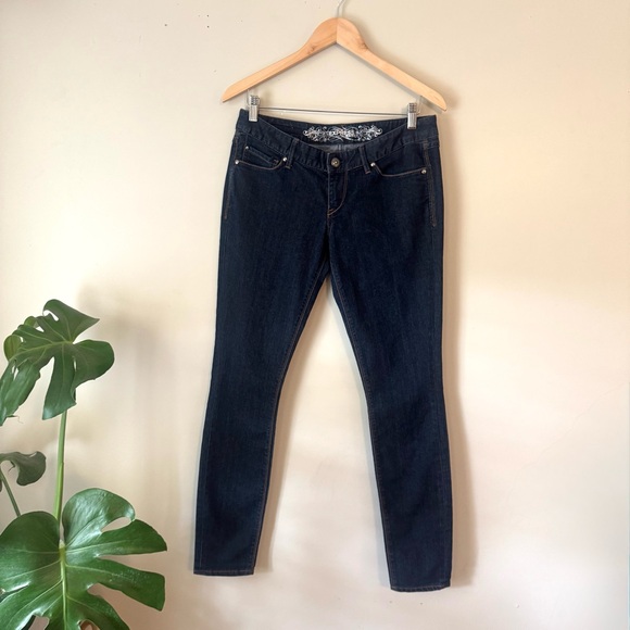 Express Zelda Dark Wash Slim Fit Low Rise Jean Legging Size 8R Skinny Jean - Picture 1 of 11
